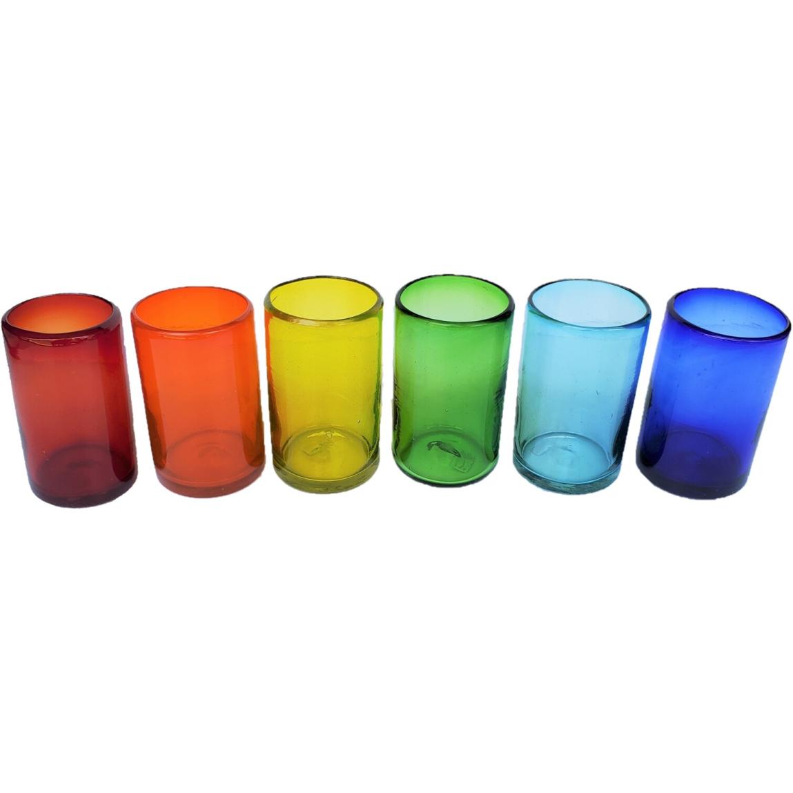 Mexican Glasses / Rainbow Colored 14 oz Drinking Glasses (set of 6) / These handcrafted glasses deliver a classic touch to your favorite drink.